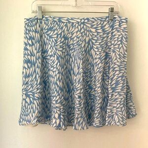 TVF for Diane Von Furstenberg Satin Heart Print Blue Designer Mini Skirt sz L